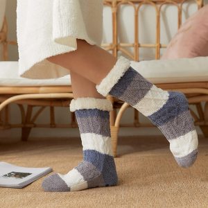 Fluffy Fuzzy Warm Socks Slippers With Grippers For Men And Women