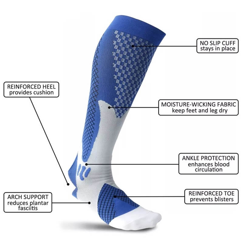 Unisex Compression Socks - Men Women Support Stockings For Plantar Fasciitis & Neuropathy