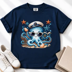 Captain Octopus Book Lover T-Shirt